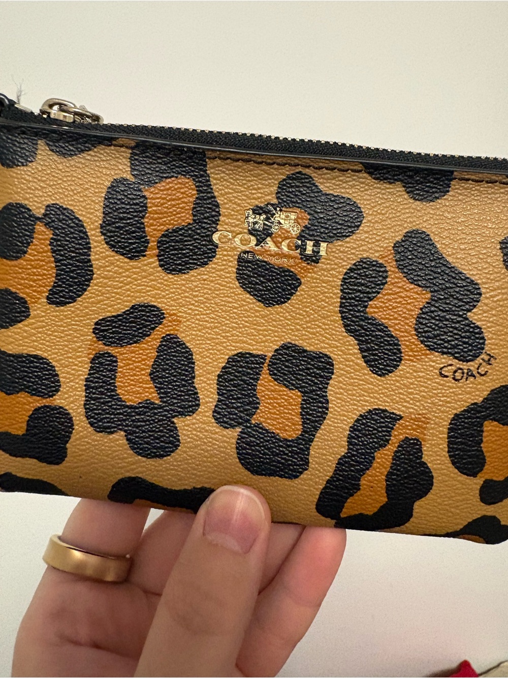 Coach Corner Zip Leopard Wristlet - Picture 3 of 8